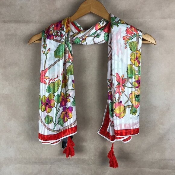 INC Chiffon Garden Trellis Floral Square Scarf NWT - Picture 3 of 5